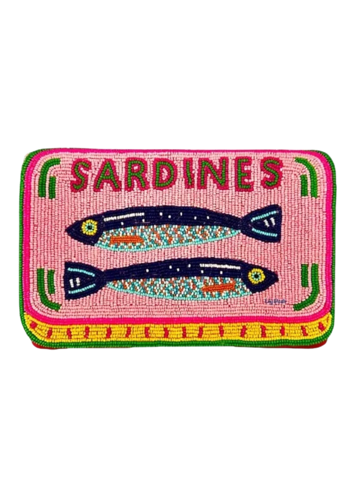 Sardines Seed Bead Crossbody Mini Clutch
