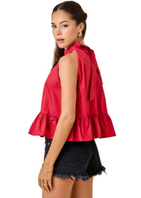 Halter Neck Gathered Peplum Top
