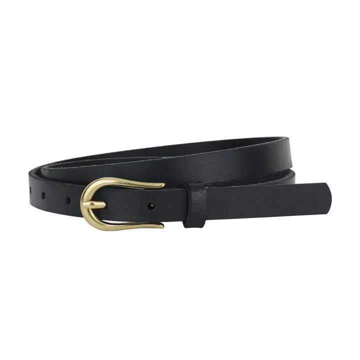 Everyday Skinny Brass Buckle Leather Belt