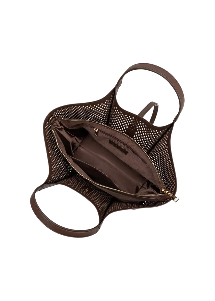 Malia Laser Cut Vegan Leather Tote Bag