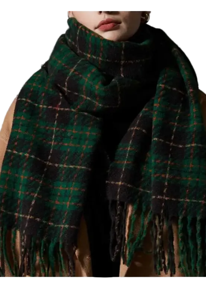 Winter Classic Plaid Tassel Cozy Scarf