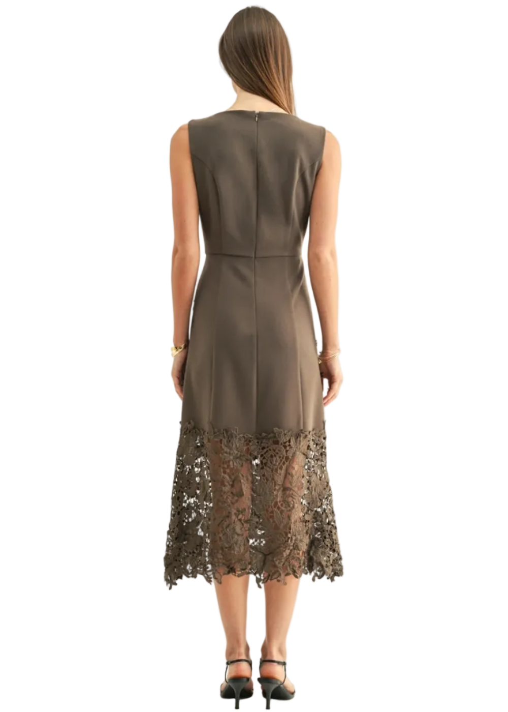 Sara Ruffled Lace Hem Midi Dress
