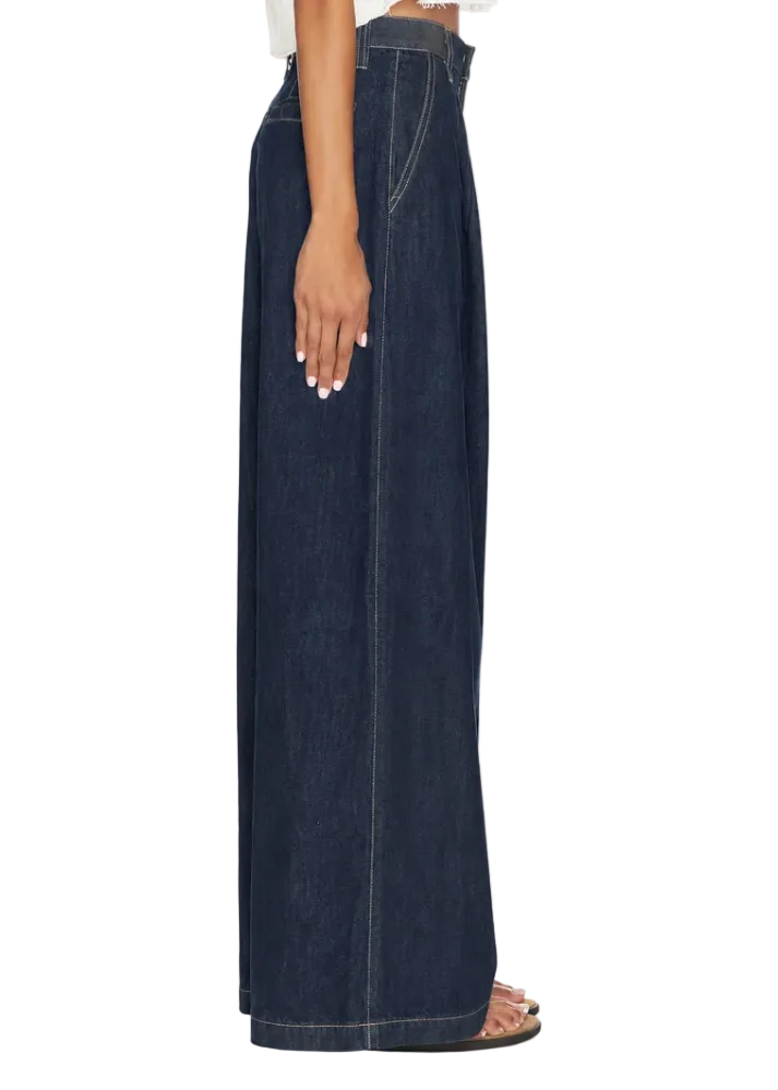Delphine Pleated Denim Wide Leg