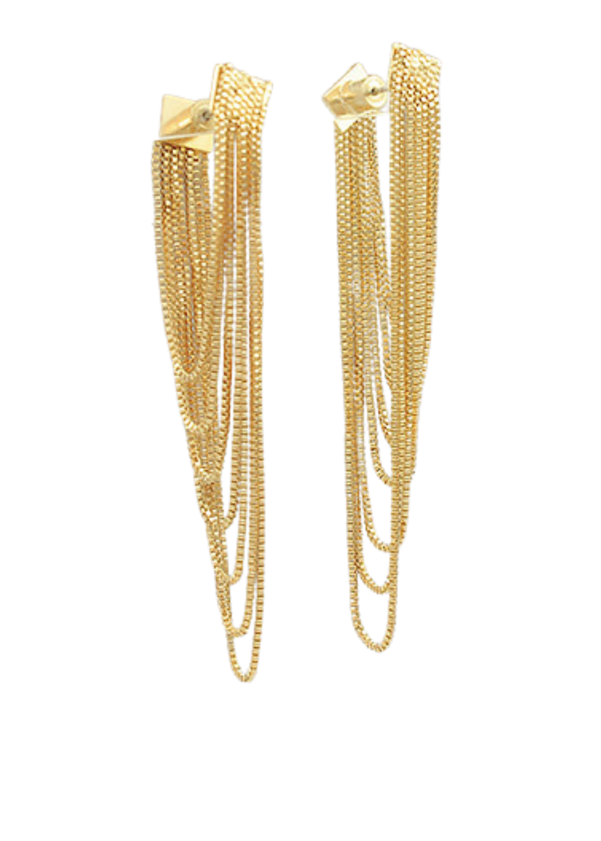 Brass Box Chain Front & Back Earrings