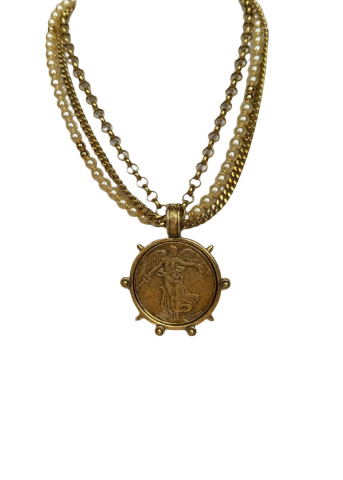 Pearl & Chain Vintage Coin