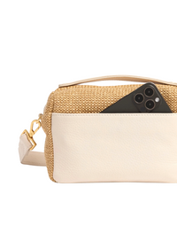 Evan Crossbody SML - Calla Lily White Raffia/Brushed Gold