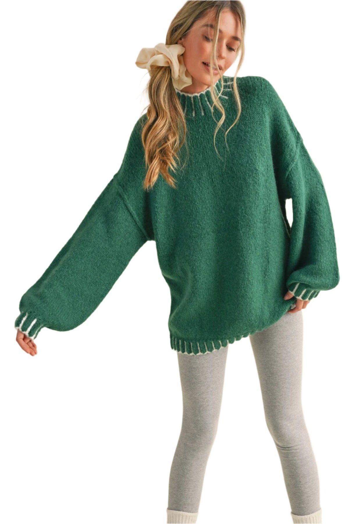 Oversized Mock Neck Pullover Sweater