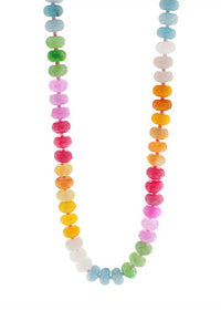 Semi Wide Stone Beaded Necklace