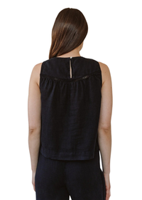 Sleeveless Trimmed Yoke Seam Top