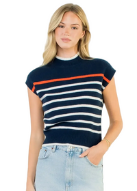 Cap Sleeve Stripe Knit Top