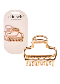 Metal Medium Open Shape Puffy Claw Clip-Gold