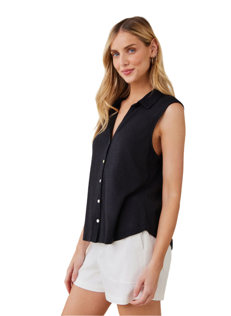 Sleeveless Button Front Top