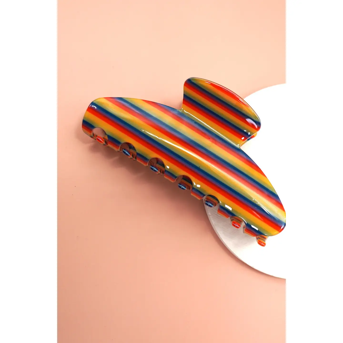 Jumbo Stripe Plaid Oval Hair Claw Clips