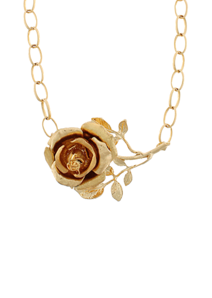 3D Rose & Leaf Choker