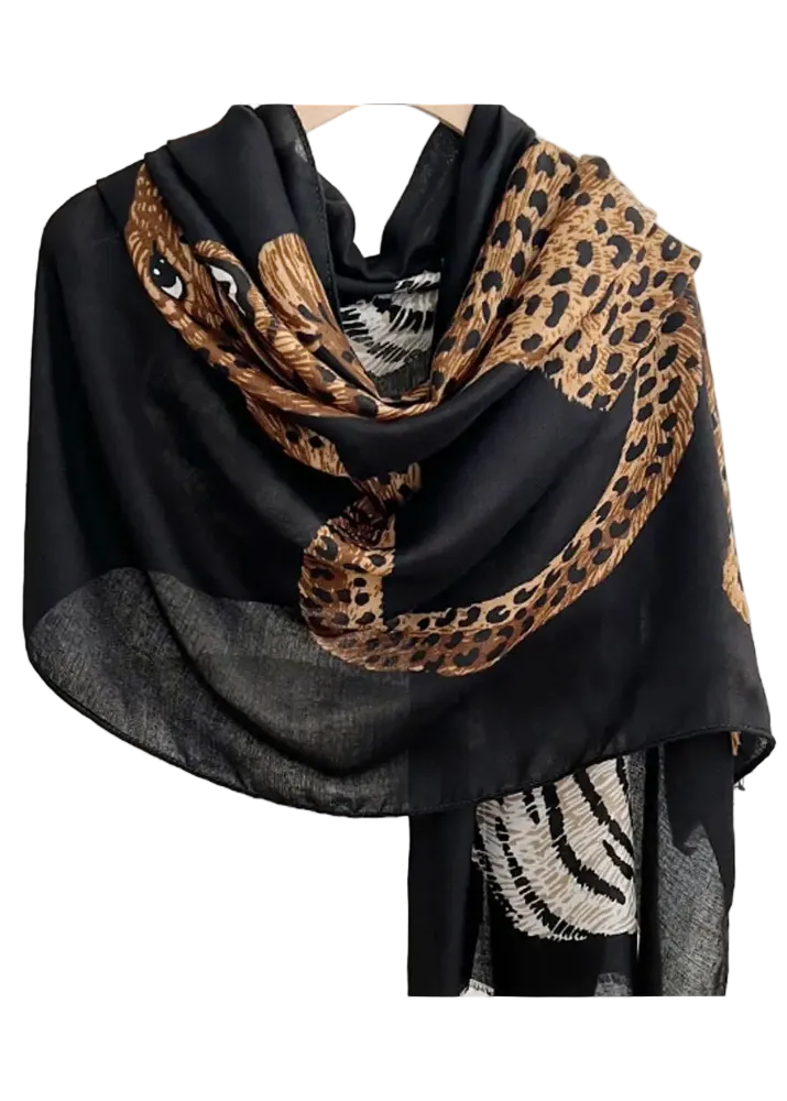 Vintage Leopard Print Long Scarf