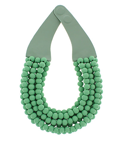 Wood Bead Statement Collar Necklace
