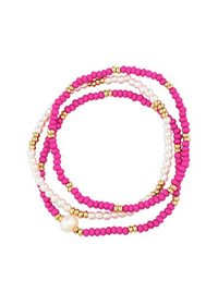 Seed Beads & Pearl 3 Bracelet Set
