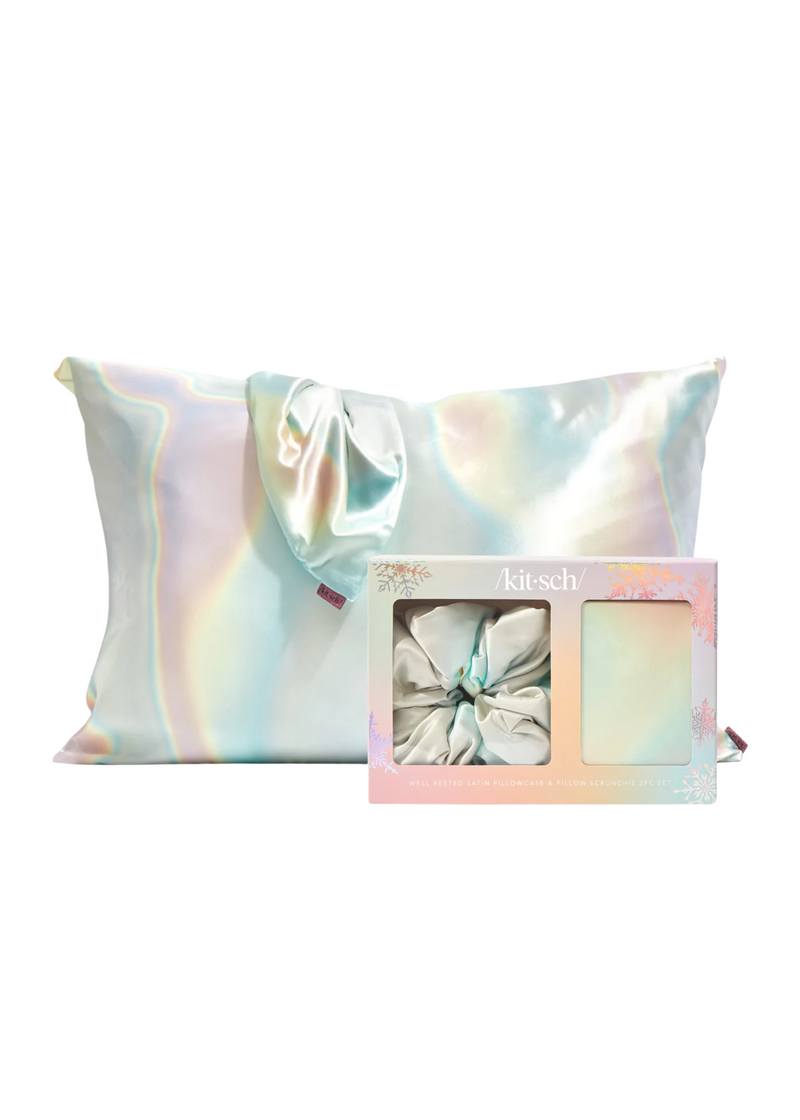 Holiday Satin Pillowcase and Pillow Scrunchie 2pc - Aura