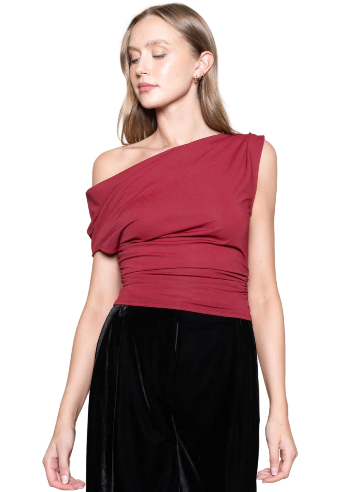 Basic One Shoulder Slant Top