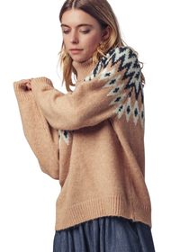 Fair Isle Pattern Turtleneck Sweater