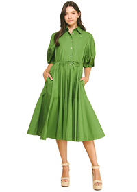 Button Down Tiered Midi Dress