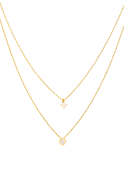 Double Layer Crystal Charm Necklace
