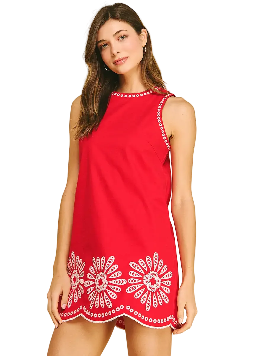 Floral Embroidered Mini Dress