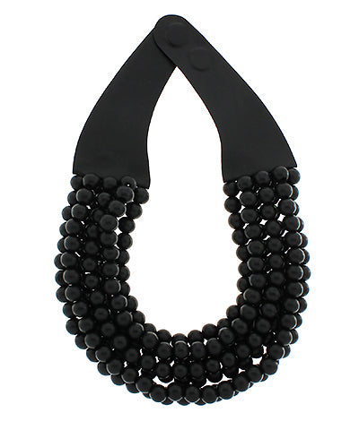 Wood Bead Statement Collar Necklace