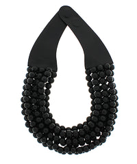Wood Bead Statement Collar Necklace