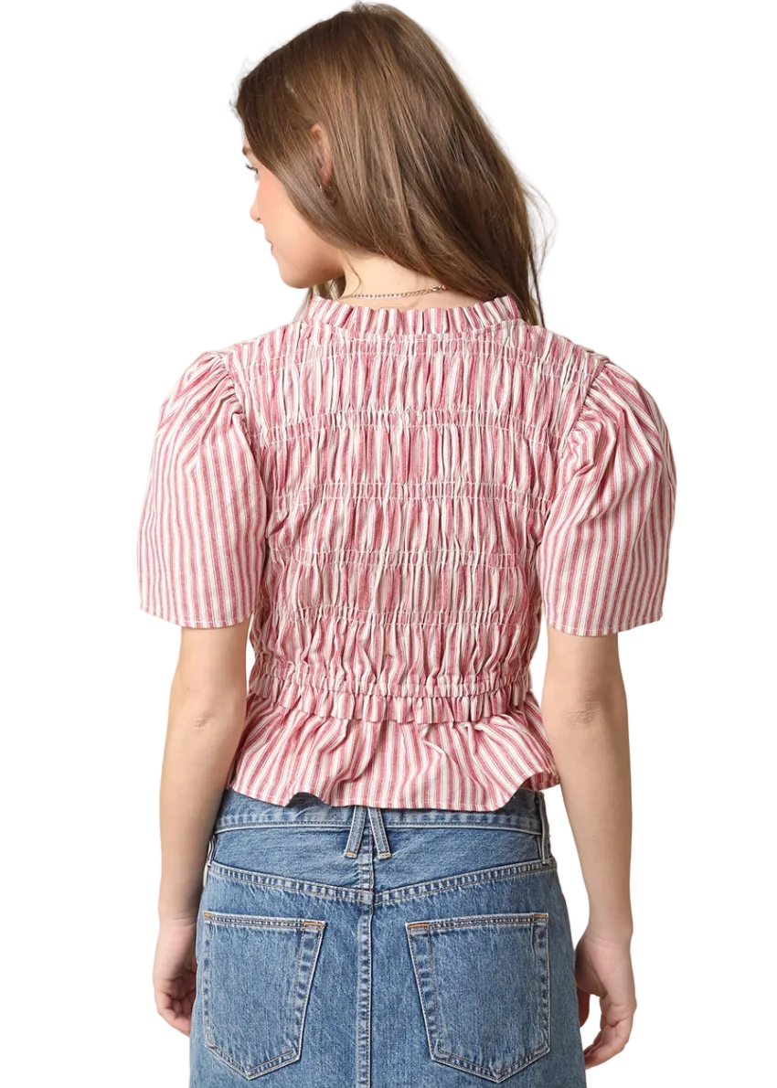 Gracie Striped Tie-Front Peplum Top