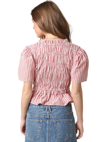 Gracie Striped Tie-Front Peplum Top
