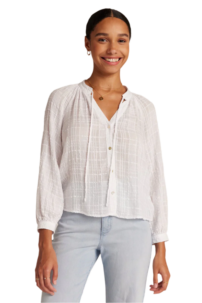 Full Sleeve Raglan Button Down - White