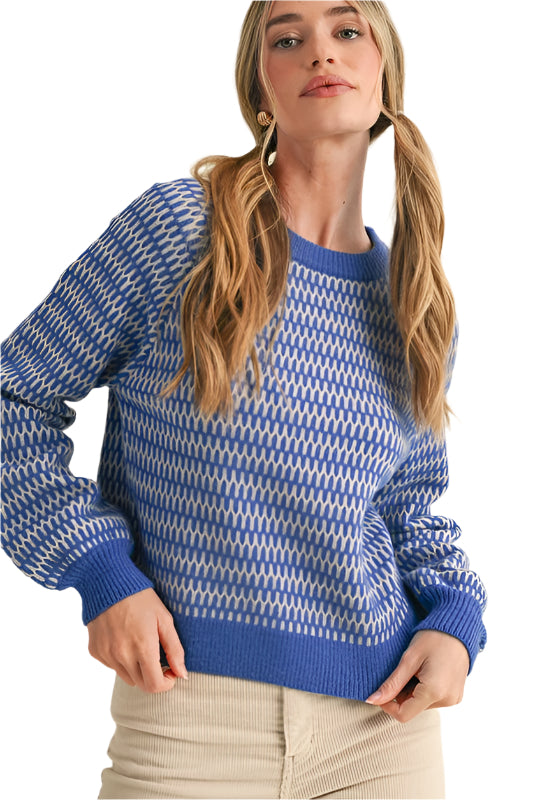 Geometric Stripe Knit Sweater