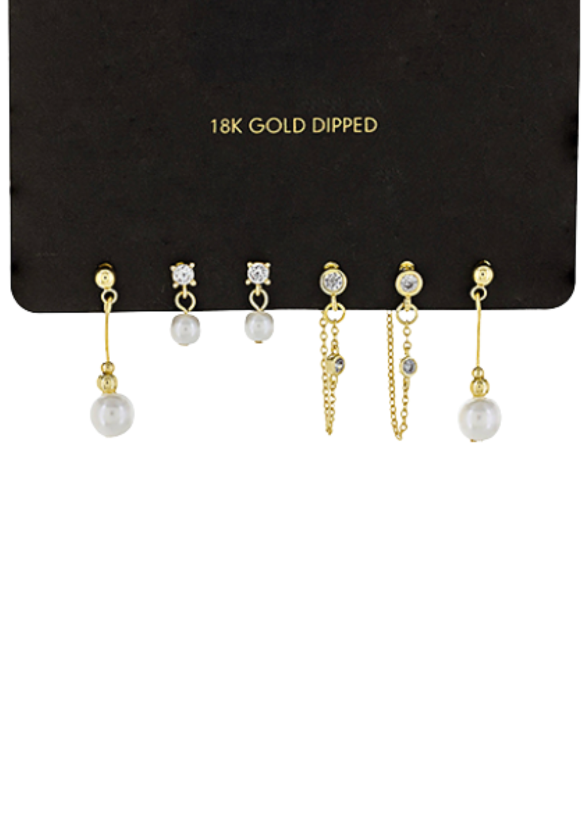 Pearl & CZ Chain Earrings Set