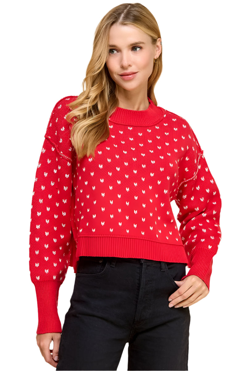 Cropped Micro Heart Sweater