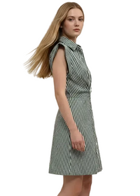 Stripe Cap Sleeve Button Down Mini Dress