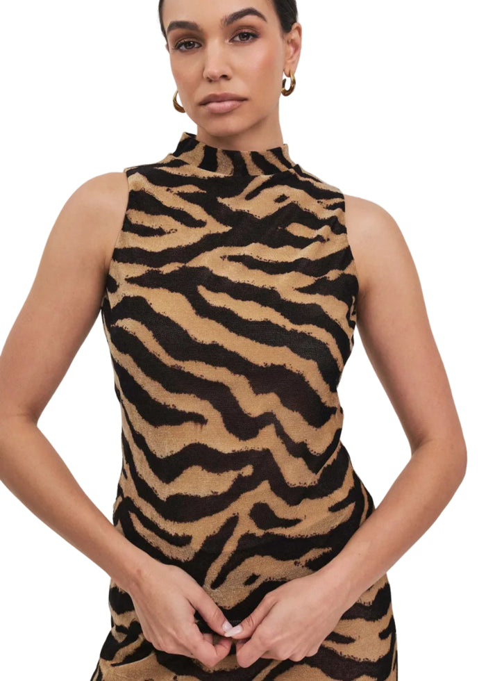 Zebra Print Mock Neck Top