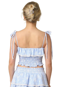 Ellie Blue Smocked Ruffle Crop Top