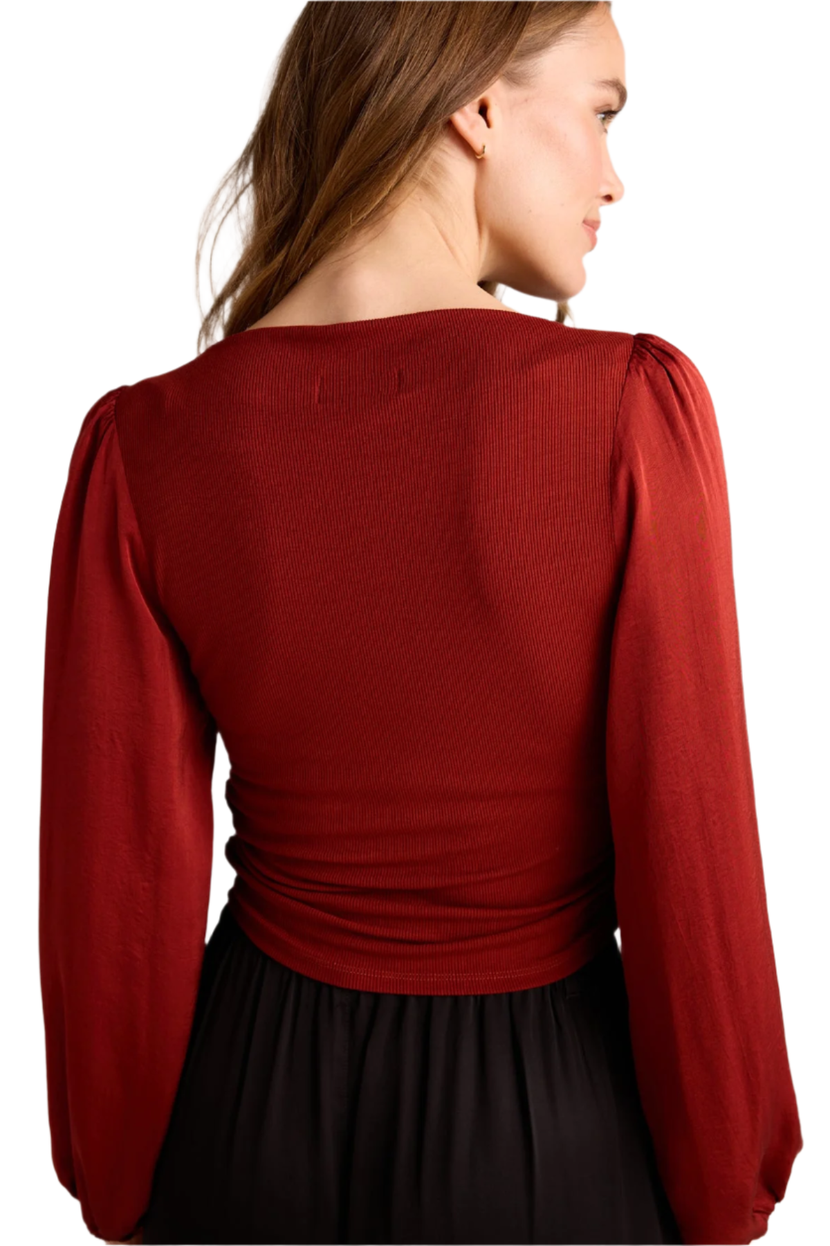 Ruched Waist Flowy Sleeve Top