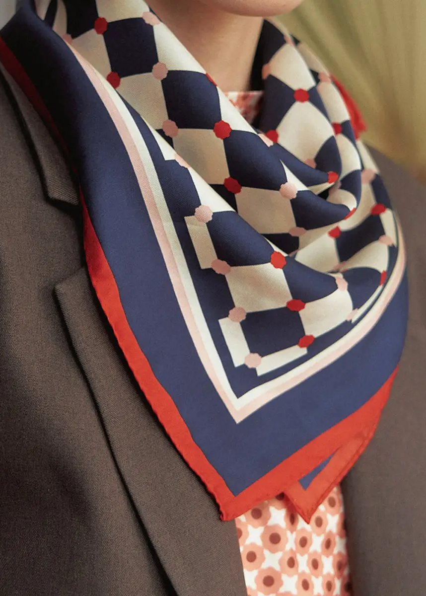Checkerboard Silk  Bandana Scarf