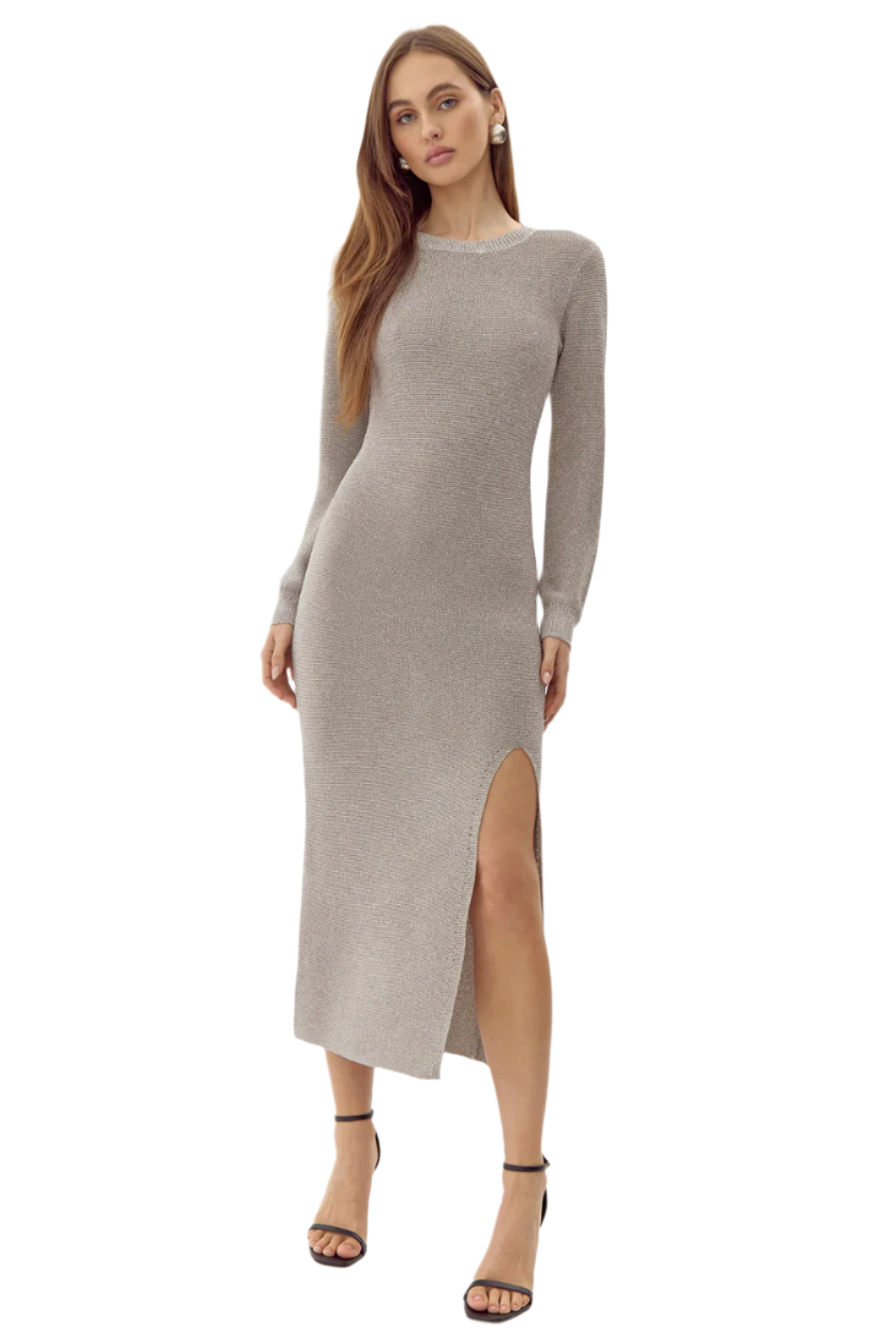 Estelle Metallic Knit Midi Dress