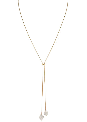 Baroque Pearl End Bolo Necklace - Cream