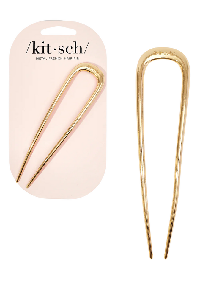 Metal French Hair Pin - Gold