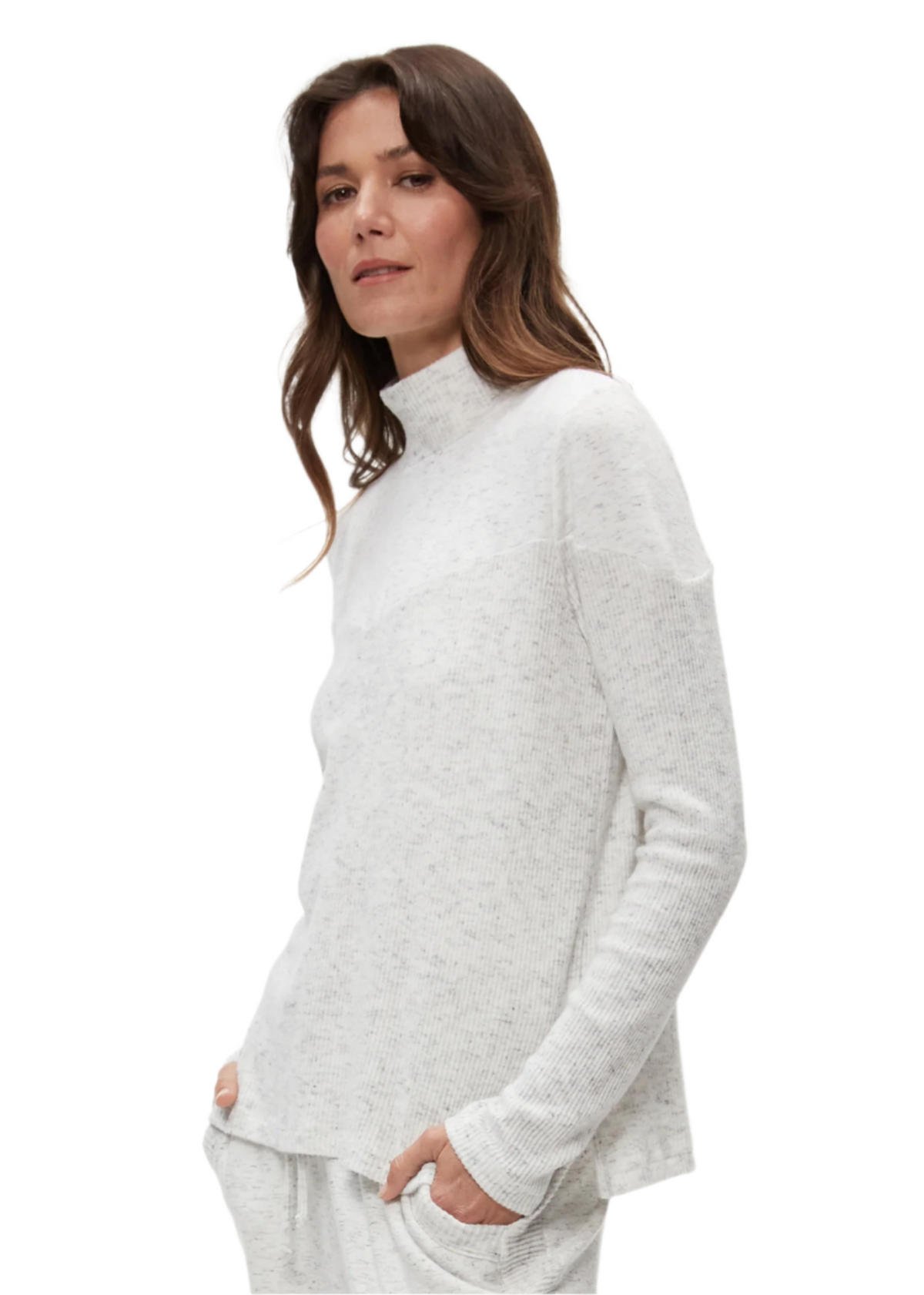 Bruna Rib Mix Mock Neck