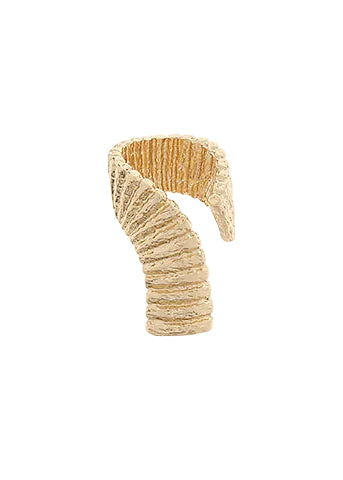 Ribbed Metal Open Ring - Gold