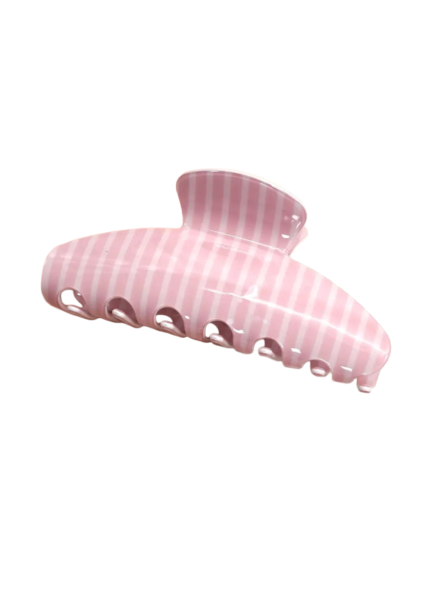 Jumbo Stripe Plaid Oval Hair Claw Clips