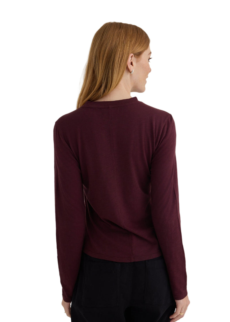 Long Sleeve Crew Neck Tee - Pinot Noir