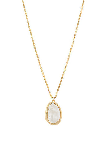 Organic Pearl Rope Chain Necklace - Gold