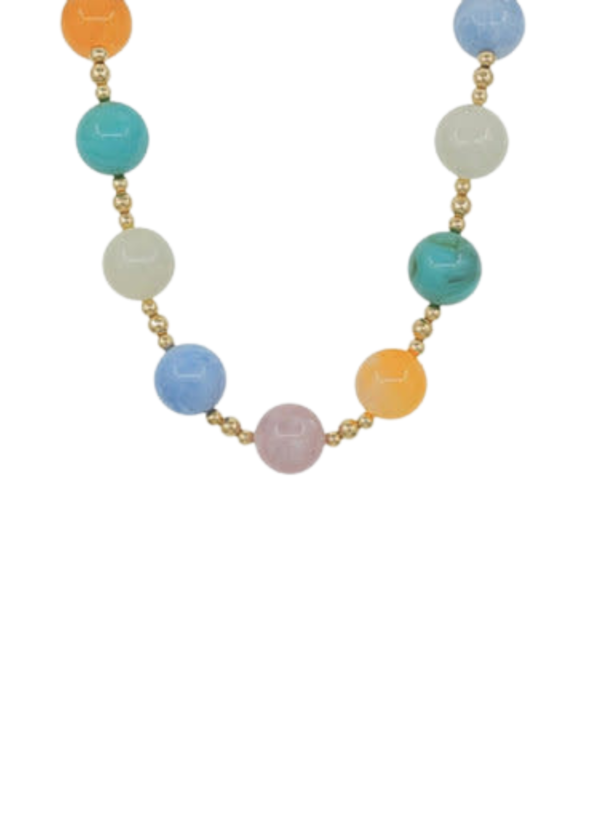 Marble & CCB Ball Necklace - Multi/Gold