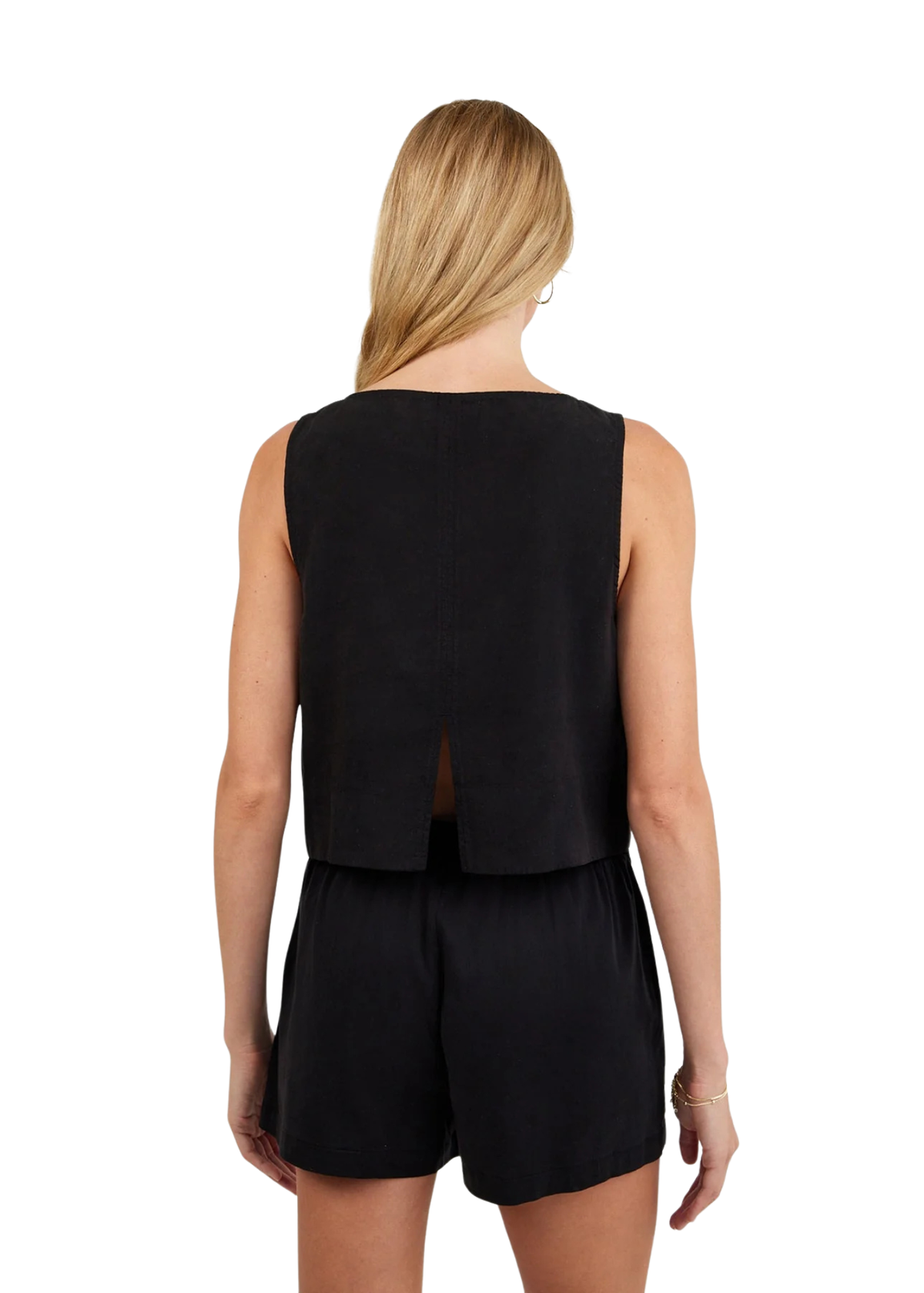 Sleeveless Boat Neck Split Back